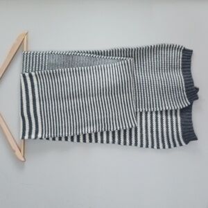 Barbour Gray and White Striped Wool Scarf